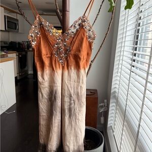 Pinko Rust and Black Embellished Dress